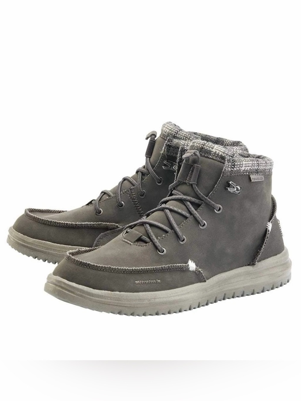HEY DUDE Bradley Dark Grey Plaid Ankle Boots Men’s Size 8 EU 41